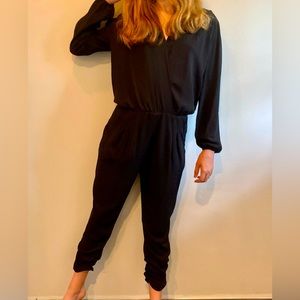 AQUA Black Jumper with open V - neck